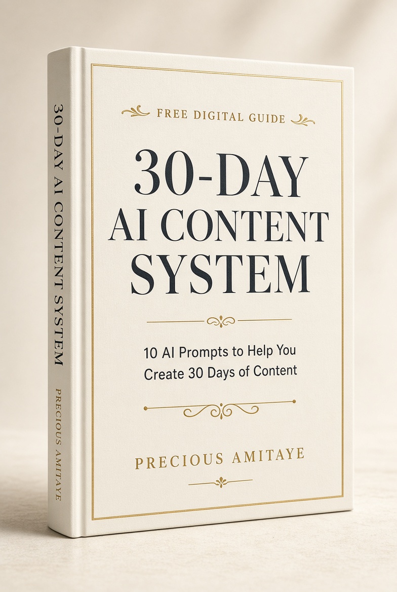 30-Day AI Content System ebook by Precious Amitaye